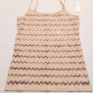 LOFT OUTLET Sequin Beige Tank Top/Camisole sz M NWT